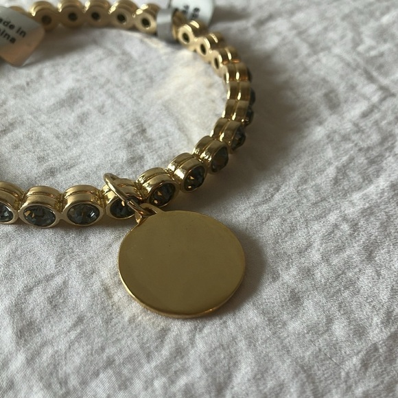 Gold tone slip on faux gem bracelet with gold charm - Picture 9 of 16